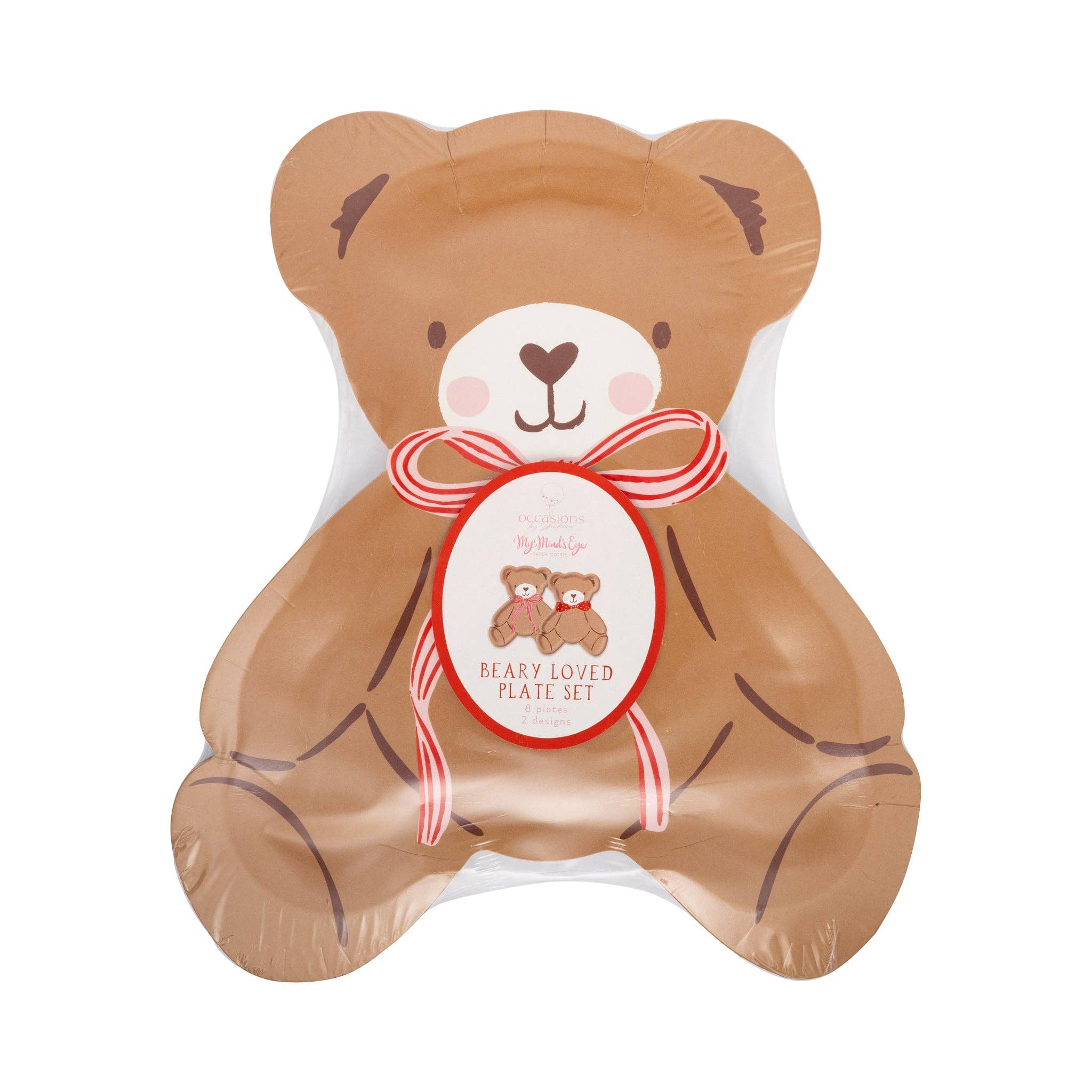 Beary Loved Teddy Bear Shaped Plate Set - 8 PK