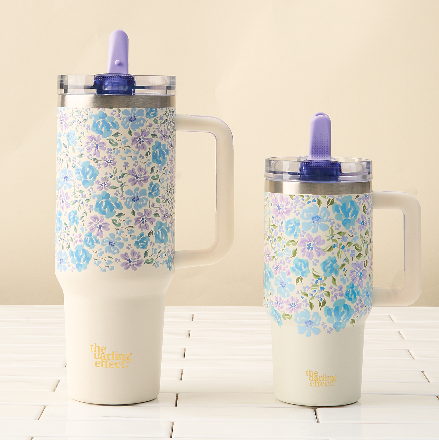 Flip Straw Water Bottle - Secret Garden Blue