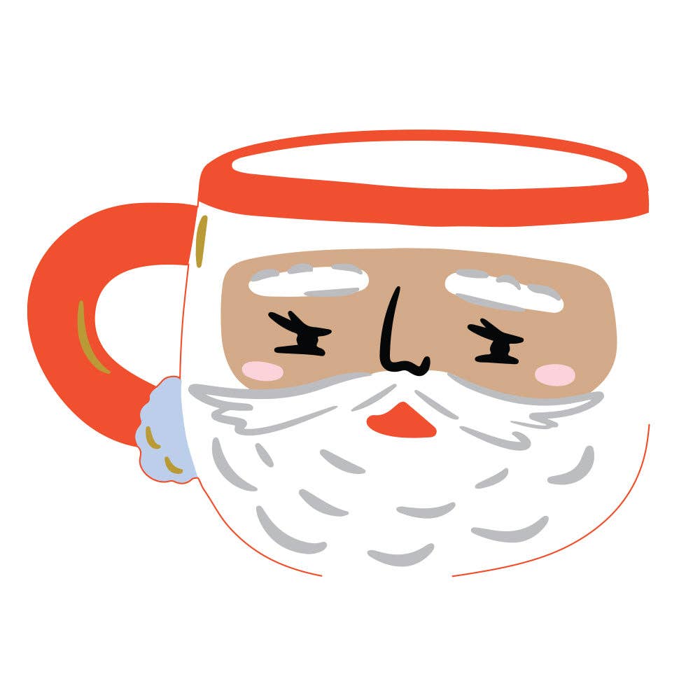 White Santa Mug Large Napkins - 16 PK