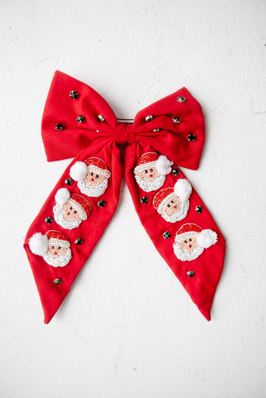 Beaded Hair Bow - Rosy Cheeks