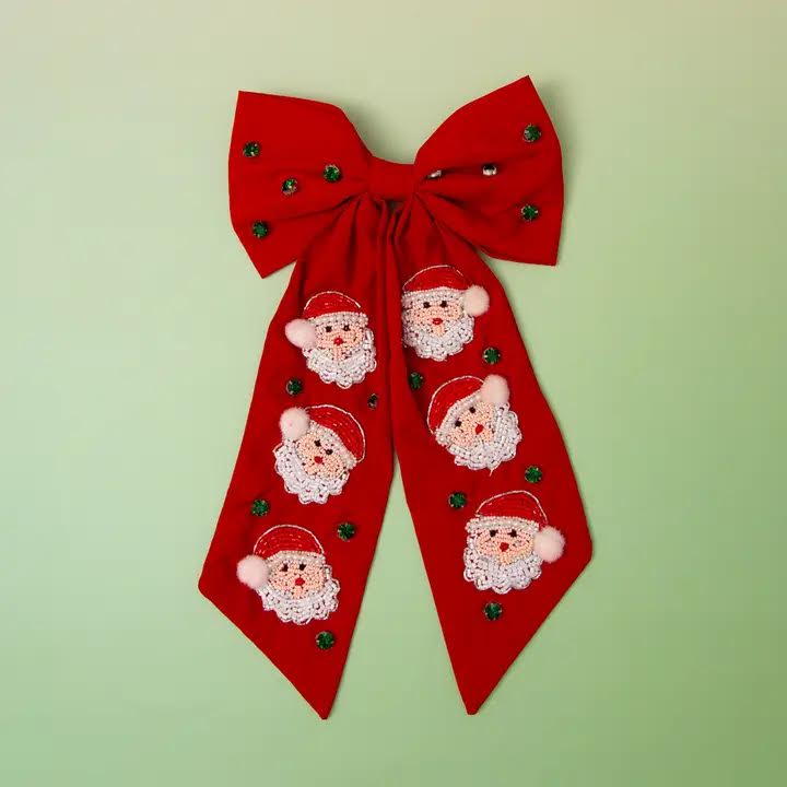 Beaded Hair Bow - Rosy Cheeks