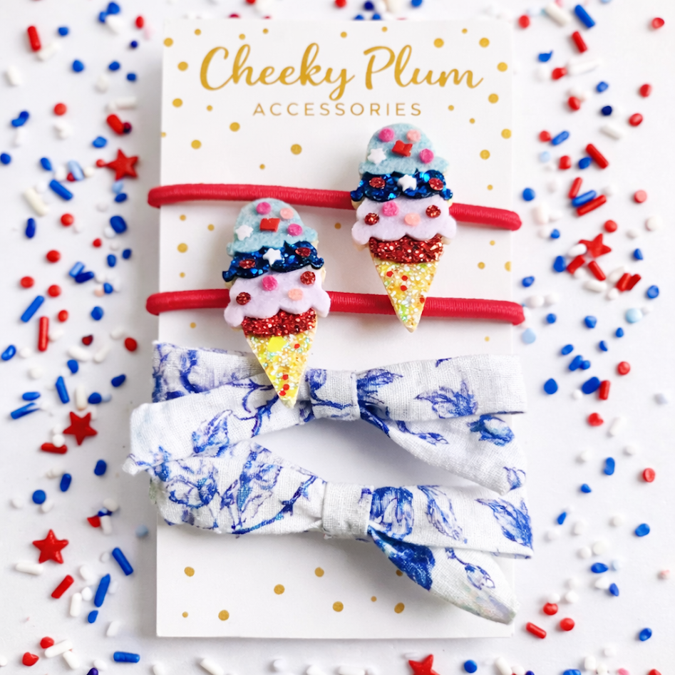 Star-Spangled Scoops Ponytail Holders