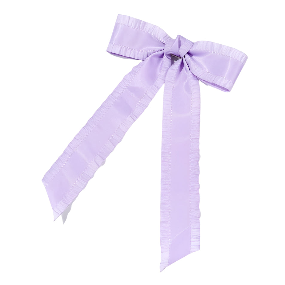 Ruffle Trim Hair Bow - Macaron Muse