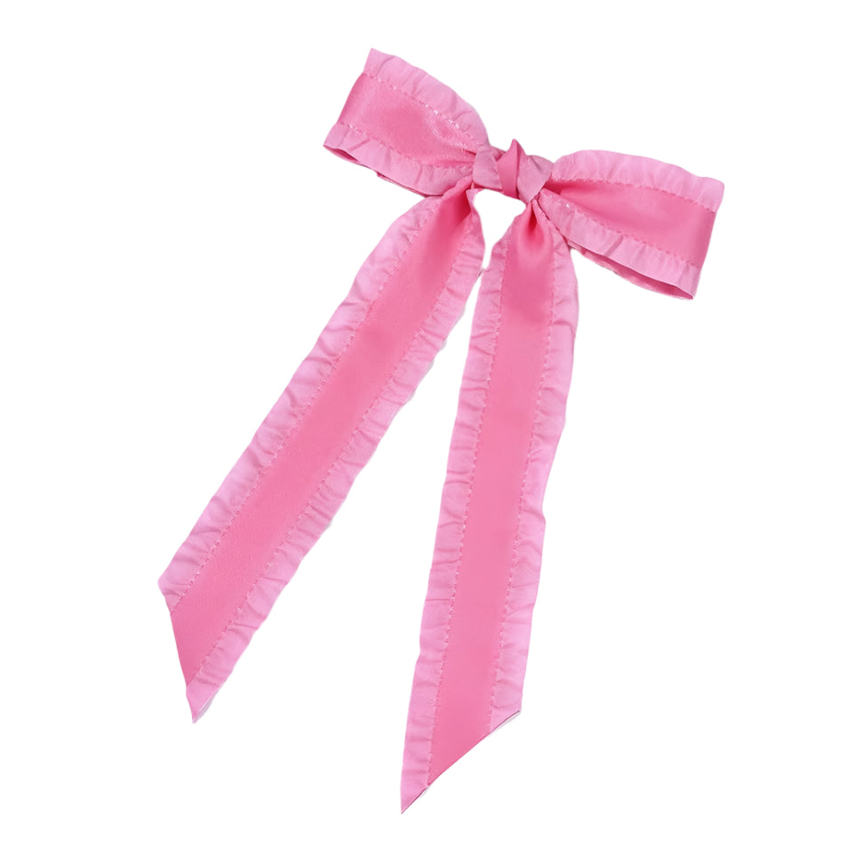 Ruffle Trim Hair Bow - Macaron Muse