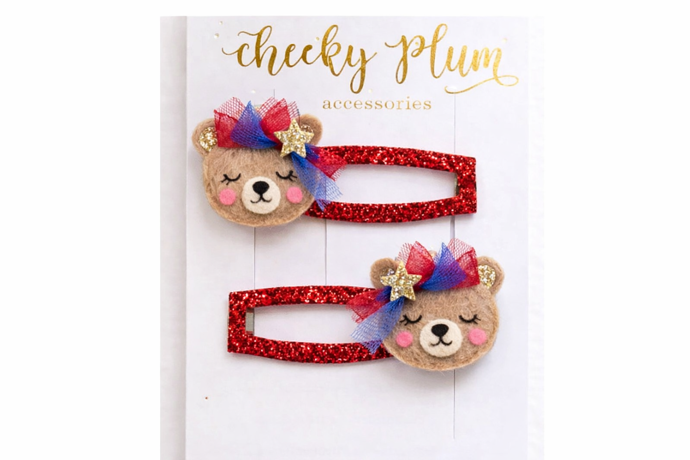 Beary Patriotic Hair Clips