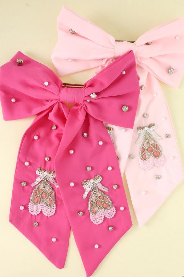 Beaded Hair Bow - Prima Ballerina