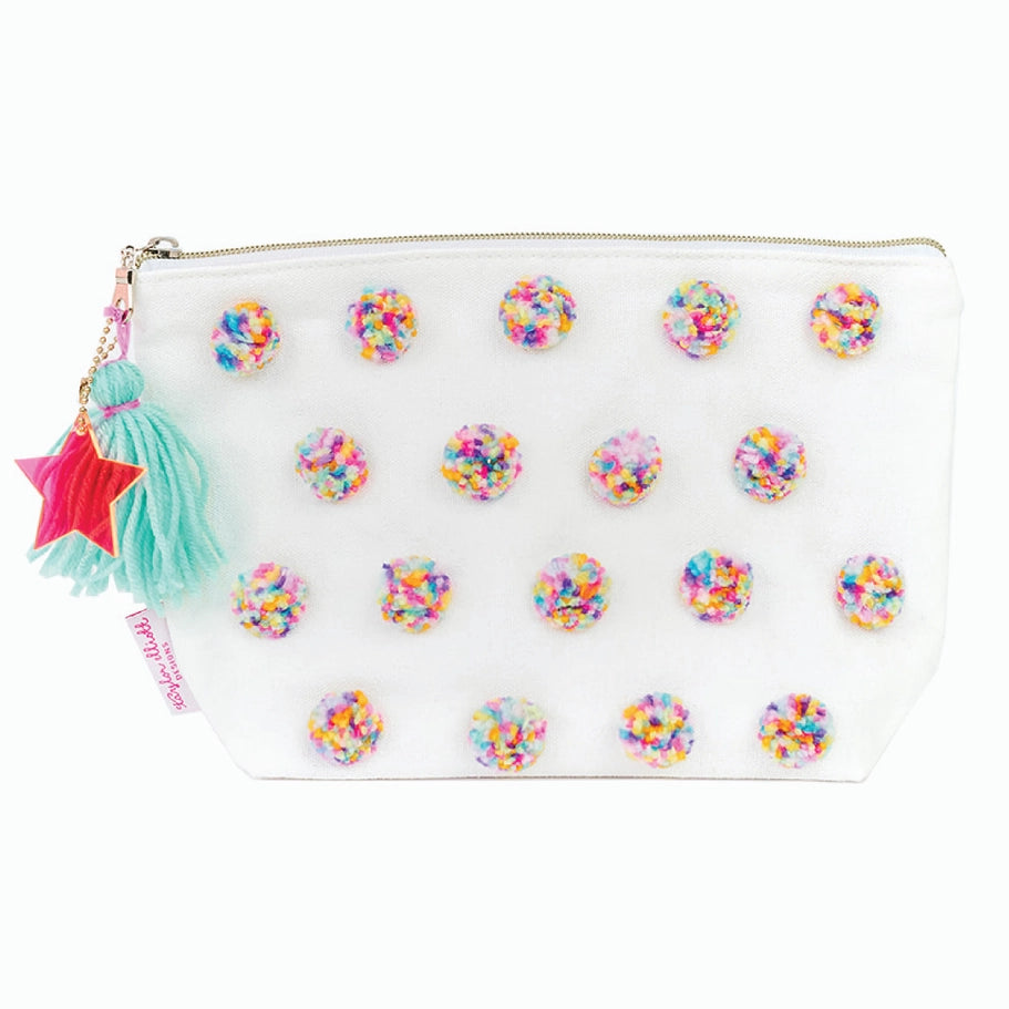 Multi-Colored Pom Pom Pouch