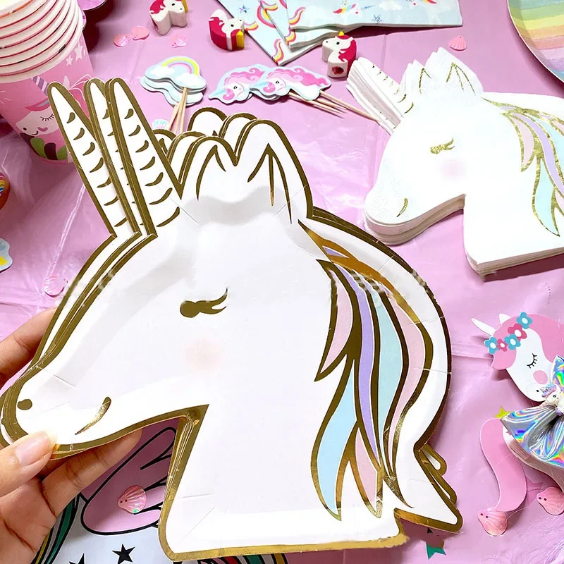 Unicorn Gold Foil Plates - 8 PK