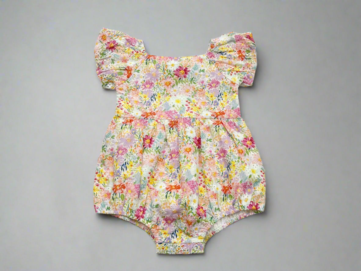 Eyelet Bubble Romper - Wildflower Waltz
