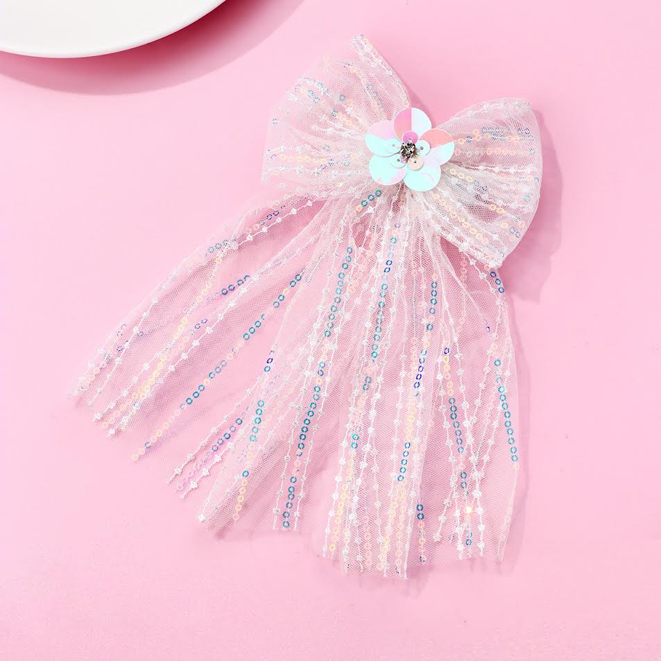 Sequin Tulle Hair Bow - Blossom
