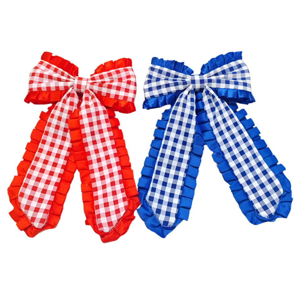 Gingham Hair Bow - Patriot's Pride