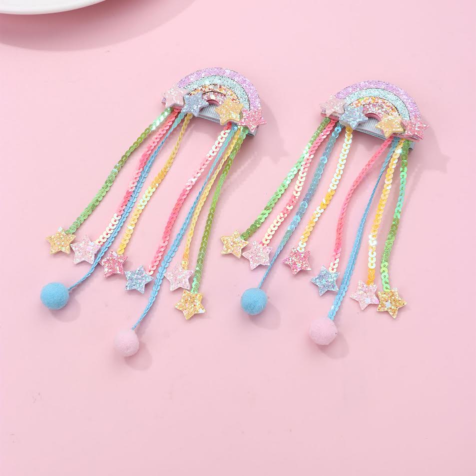 Hair Clip Set - Rainbow Ribbons