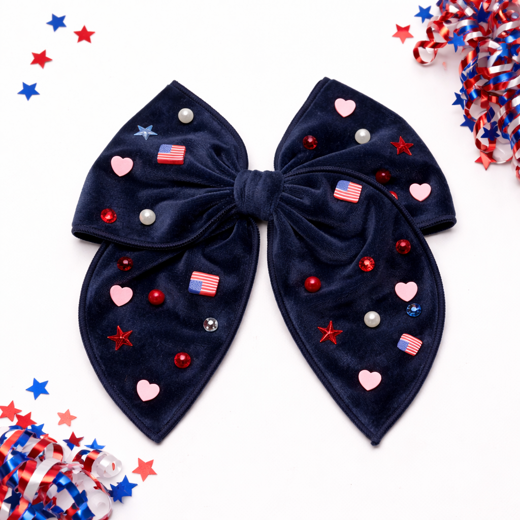 USA Hooray Hair Bow - (Multiple Colors)