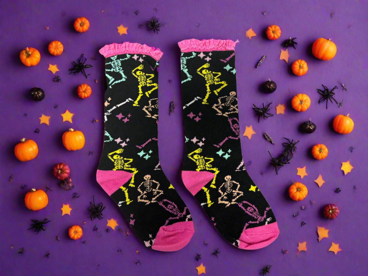 Lace Knee High Socks - Skele-Fiesta Fun