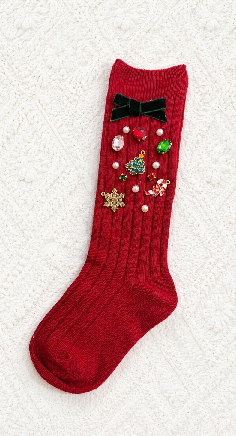 Girls Crew Socks - Festive Feet