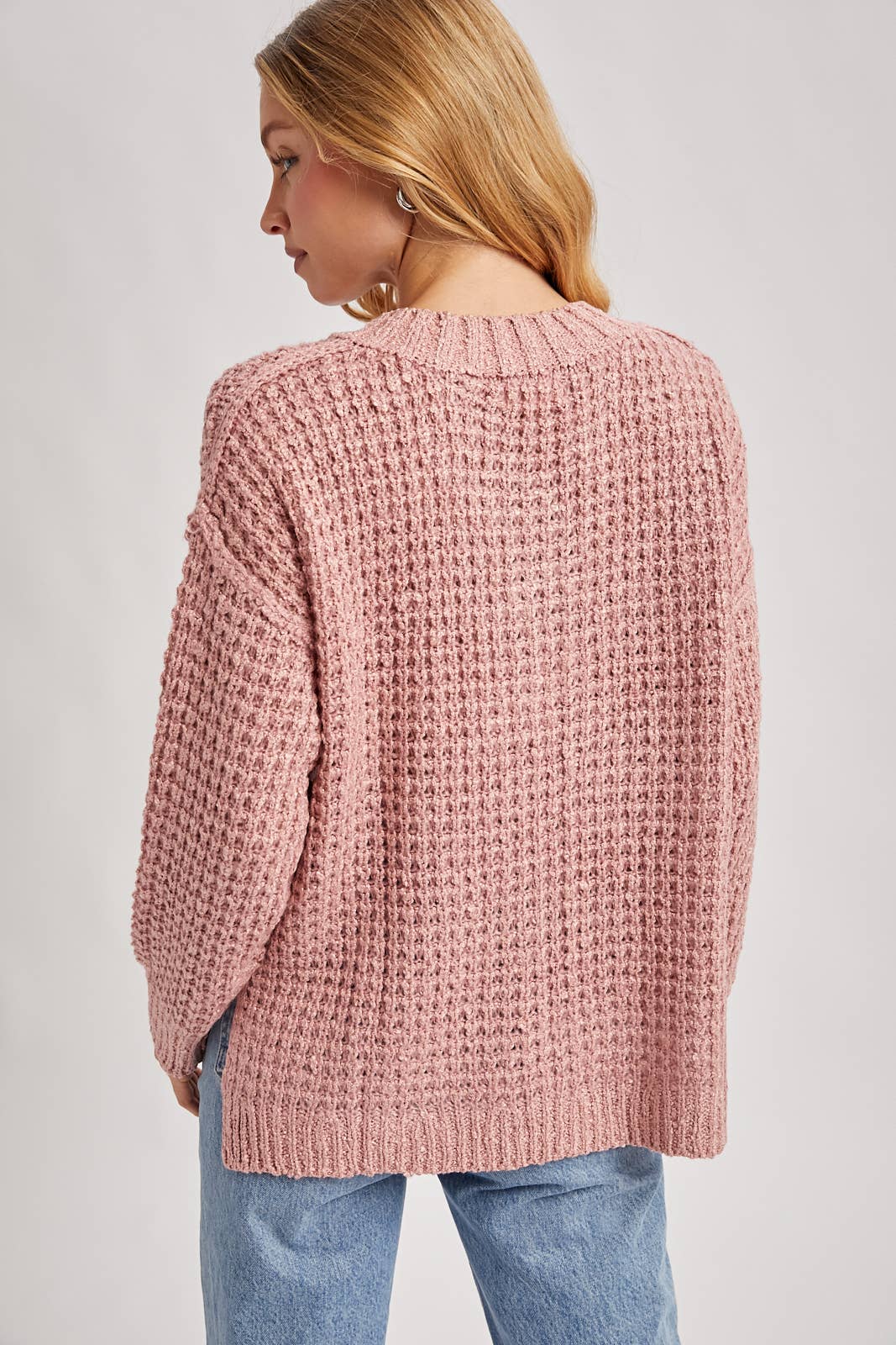 Women's Thermal Henley Sweater - Rose