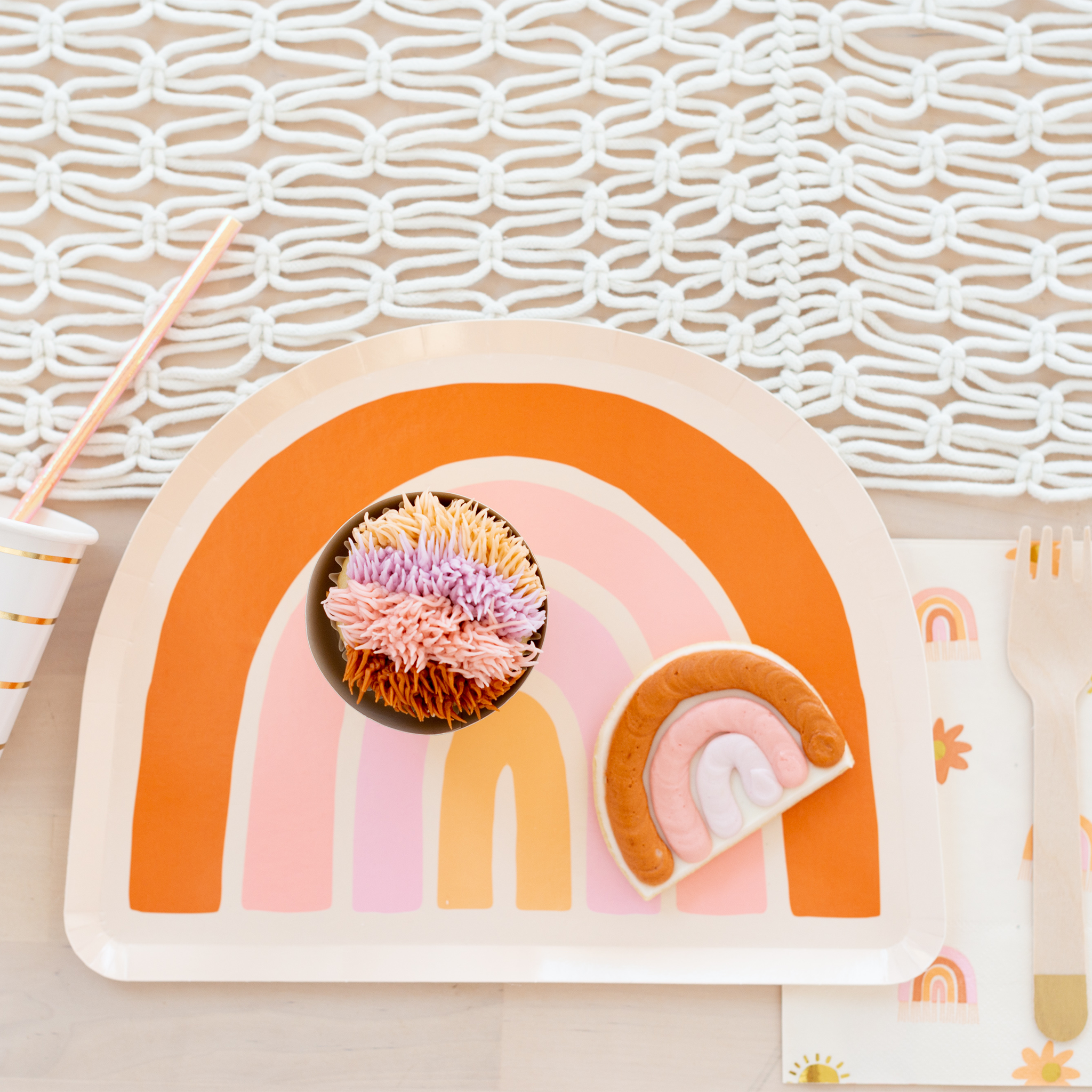 Boho Rainbow Dinner Plates - 8 PK