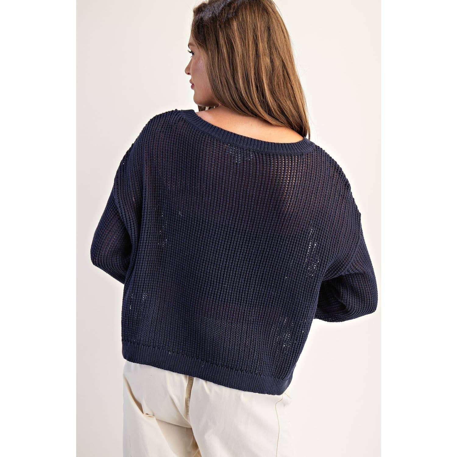 Teddy Bear Knit Sweater Top: OFF WHITE / L