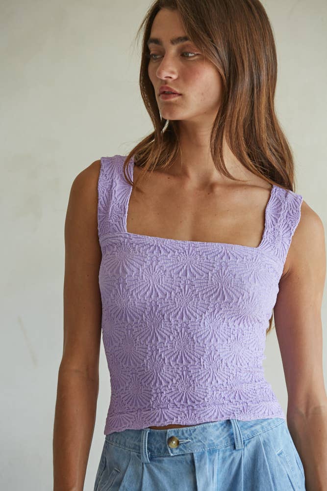 Seamless Jacquard Tank Top - Violet Tulip