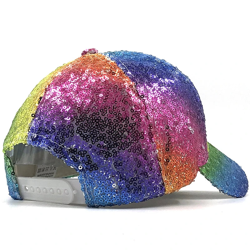 Rainbow Sequin Baseball Hat