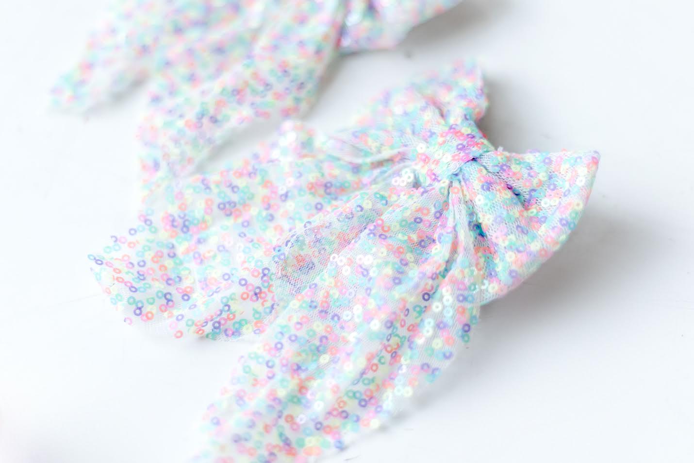 Rainbow Sequin Hair Bow