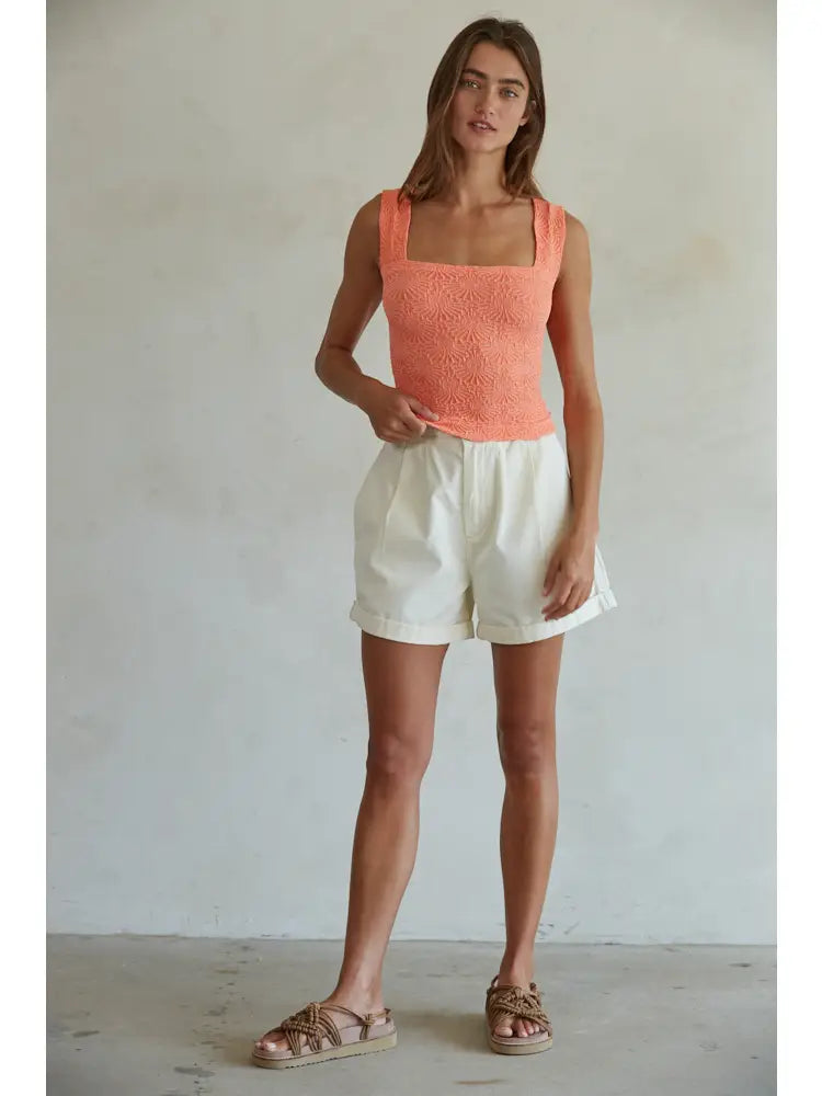 Seamless Jacquard Tank Top - Coral