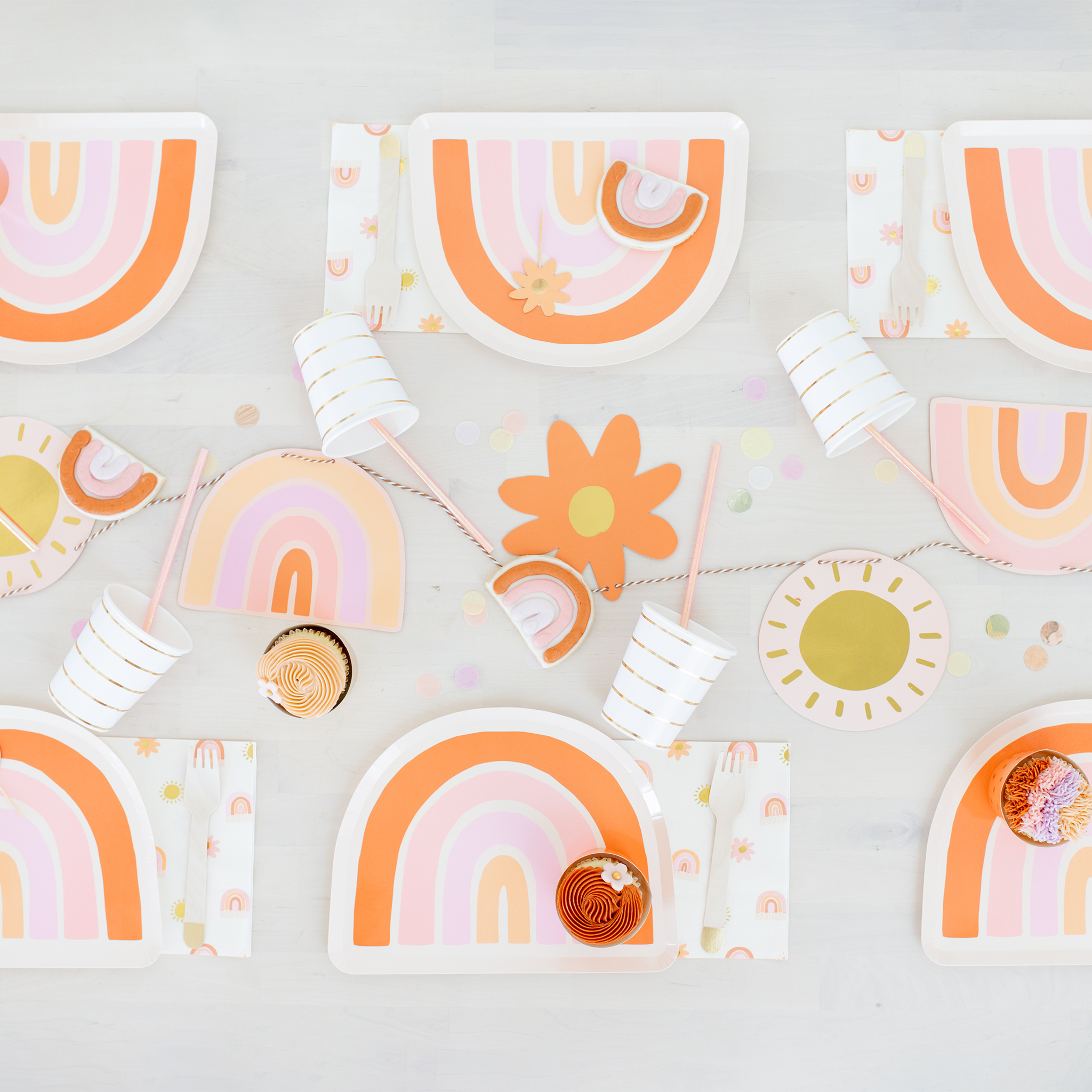 Boho Rainbow Dinner Plates - 8 PK