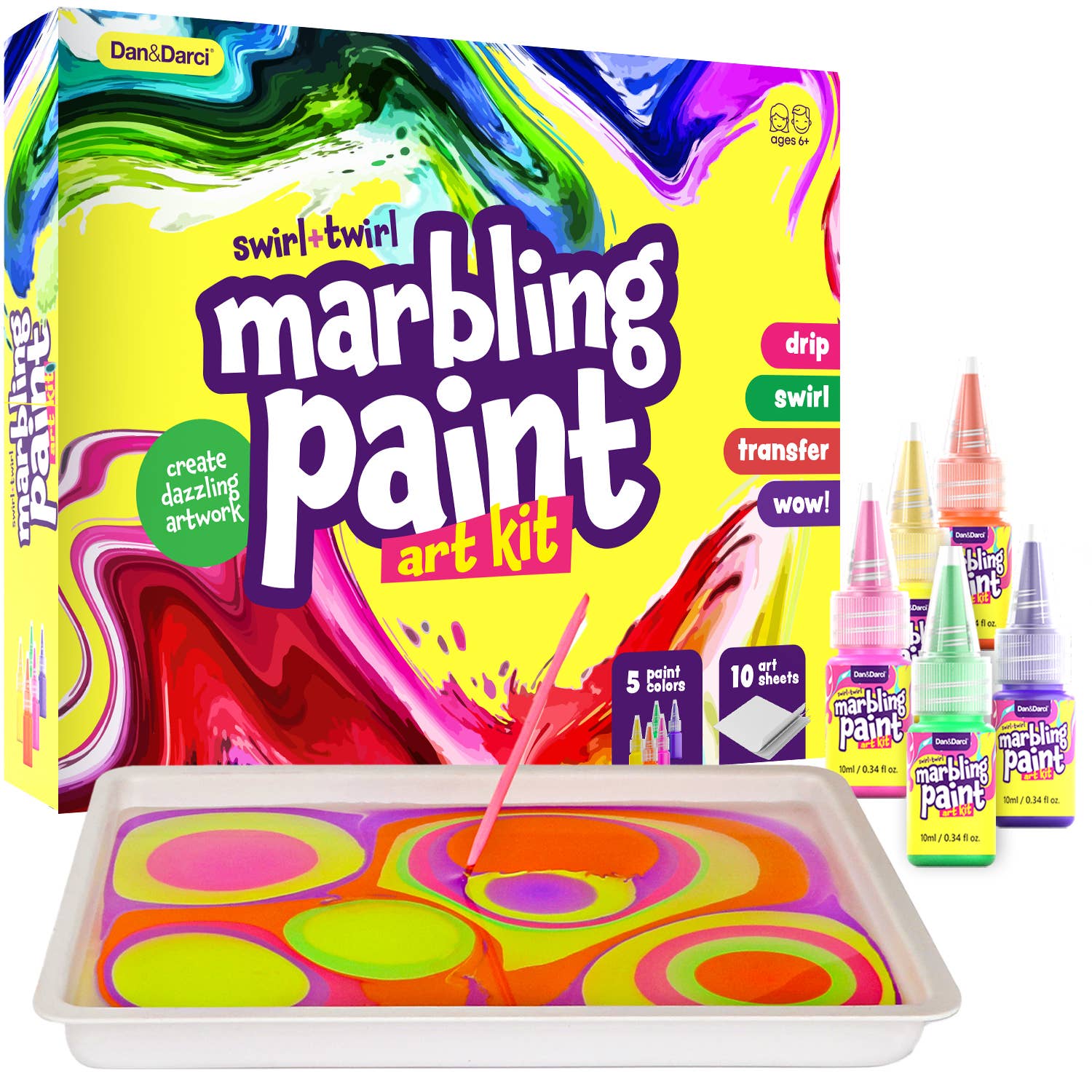 Dan&Darci Marbling Paint Art Kit for Kids