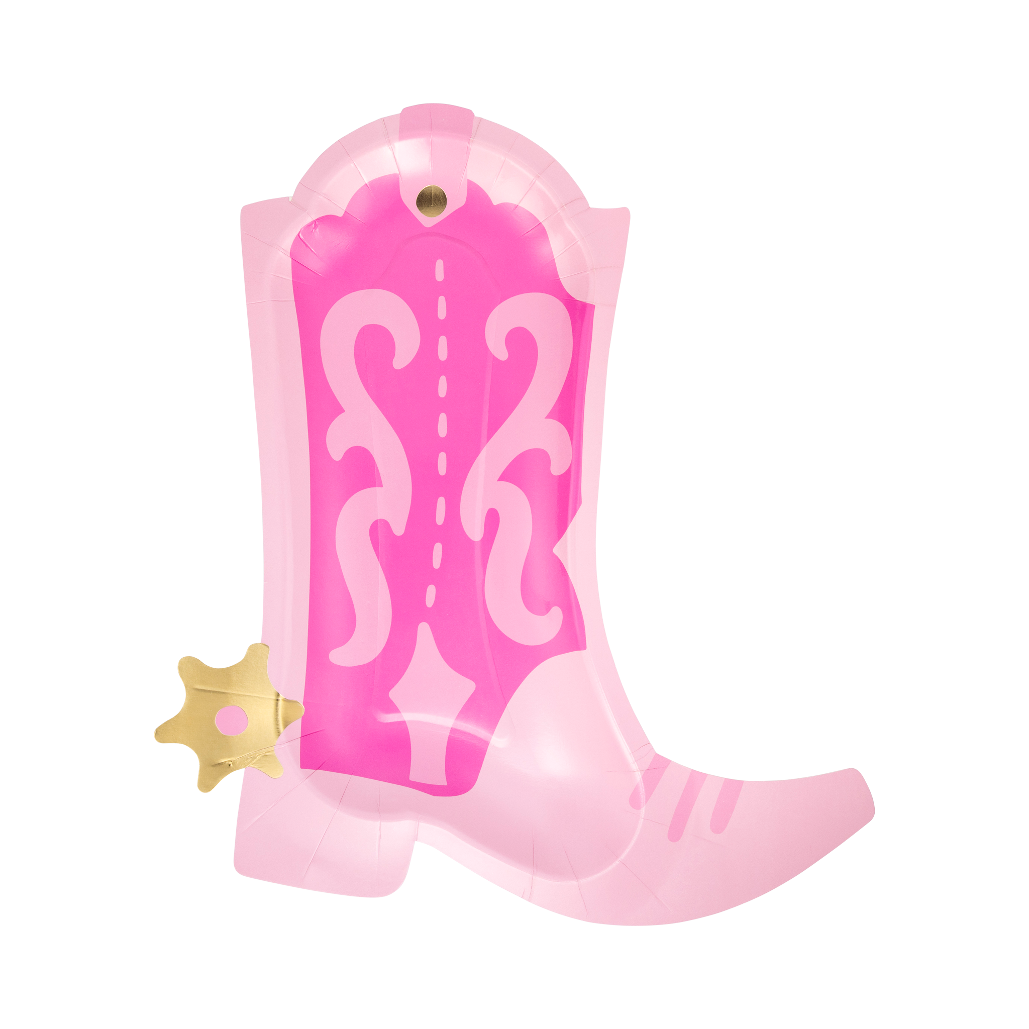 Cowgirl Pink Boot Shaped Plate - 8PK
