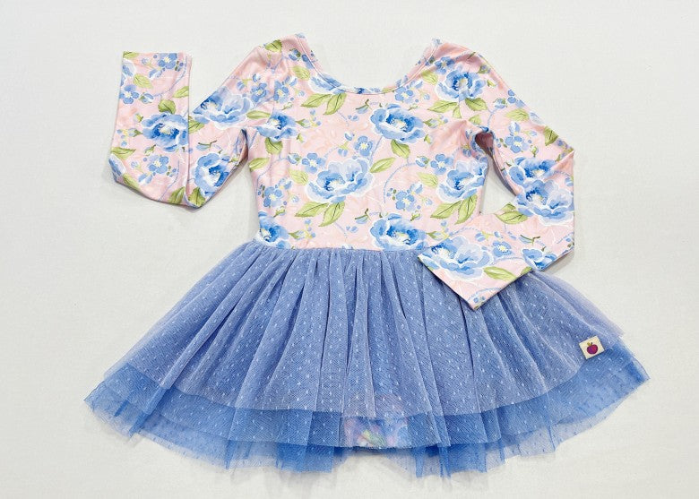 Farrah Tiered Leotard - Blush & Bloom (Long Sleeve)