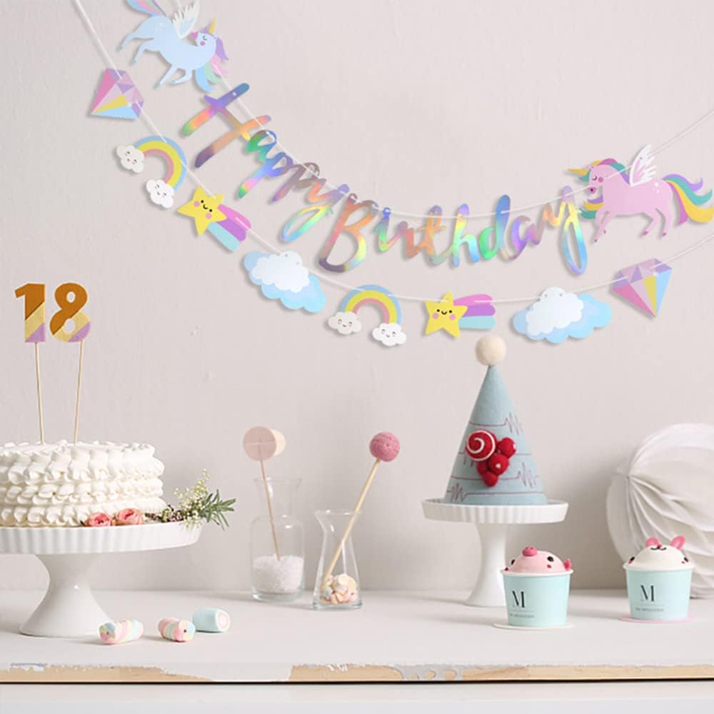 Unicorn Iridescent Birthday Garland