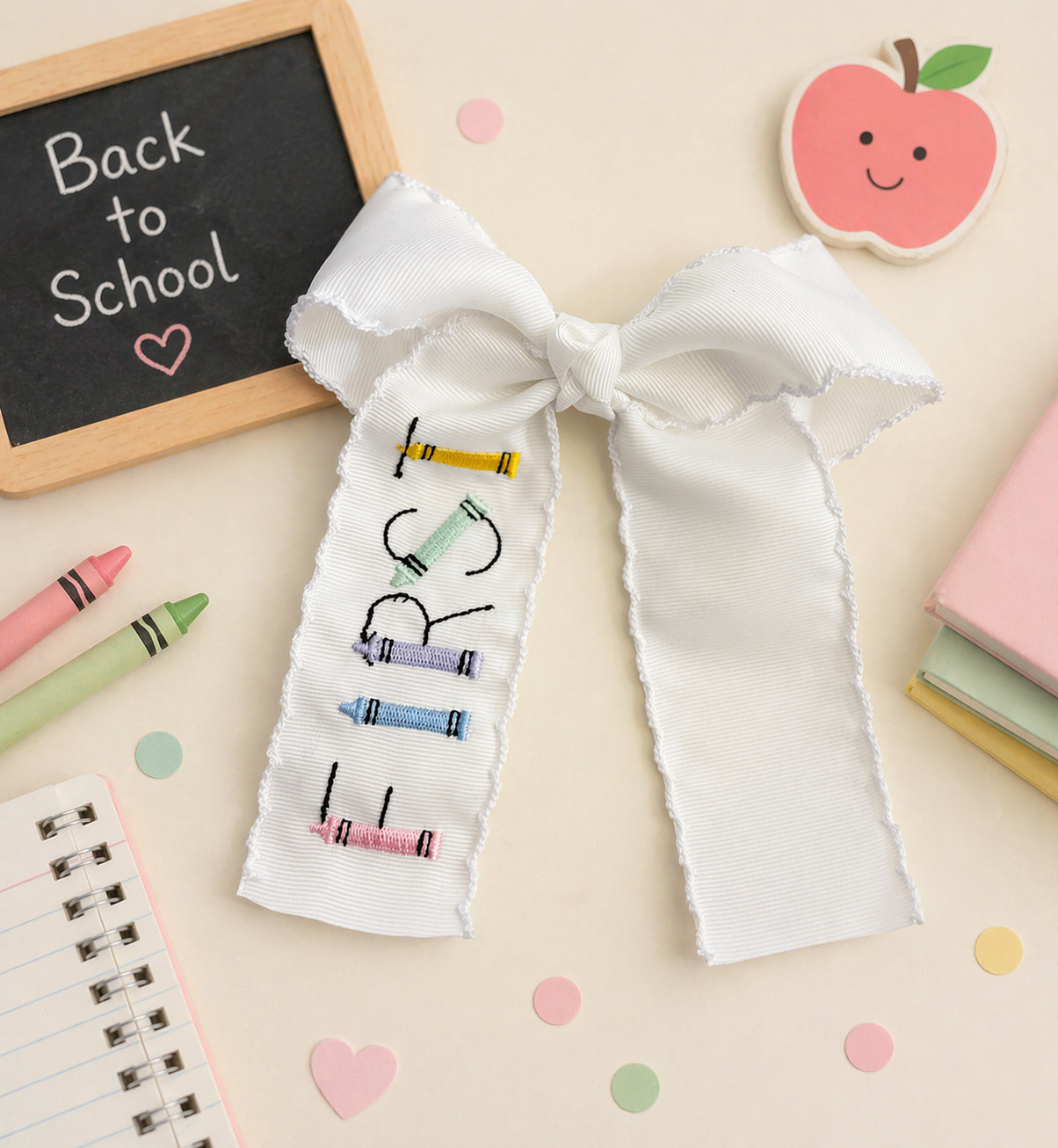 First Grade Crayon Hair Bow