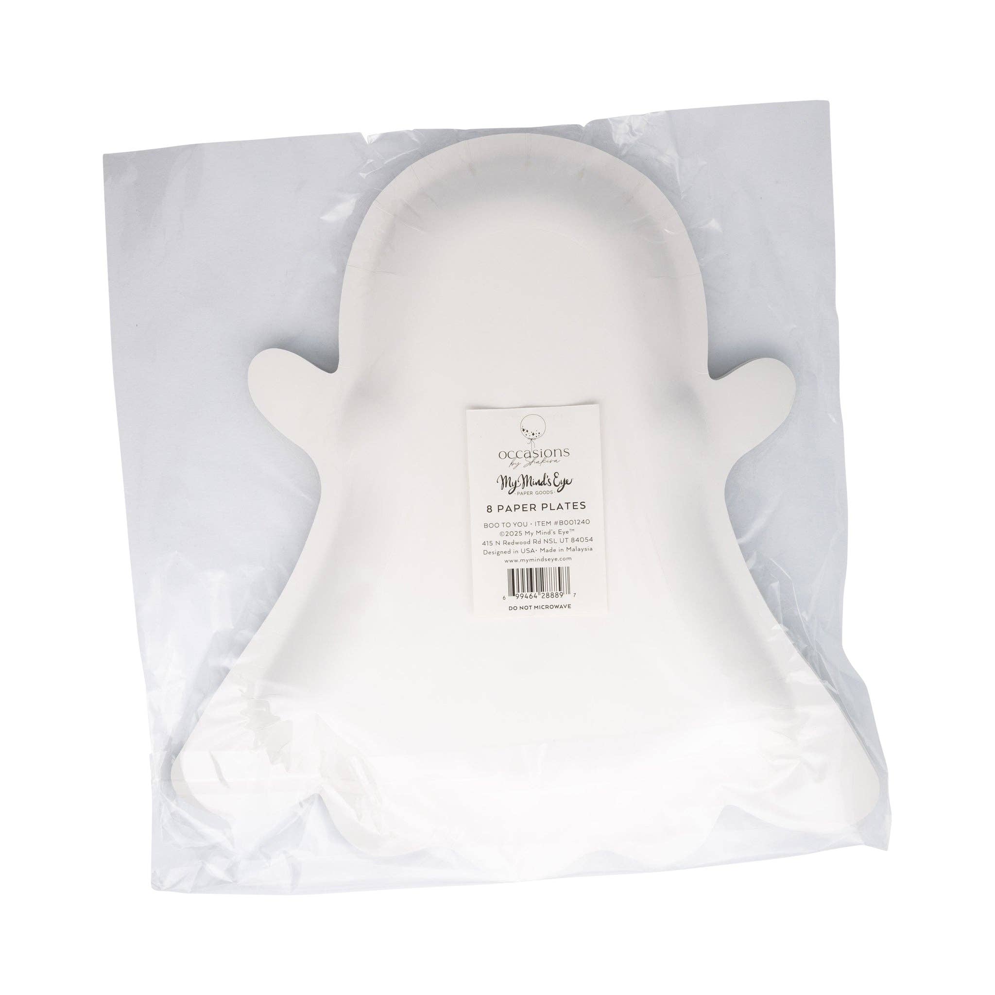 Boo Ghost Shaped Paper Plate - 8 PK