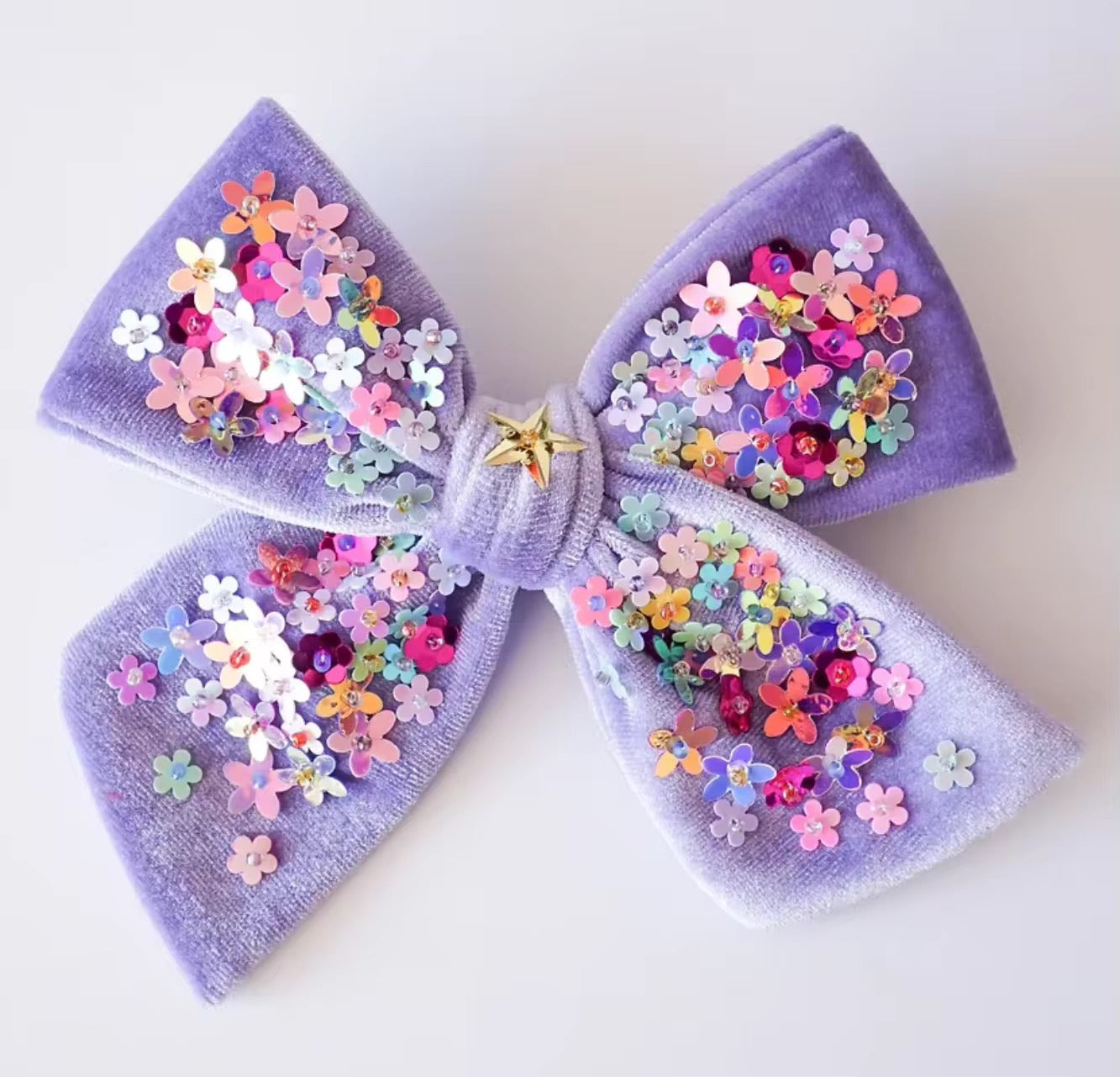 Velvet Sparkle Hair Bow - Floral Frenzy (Multiple Colors)