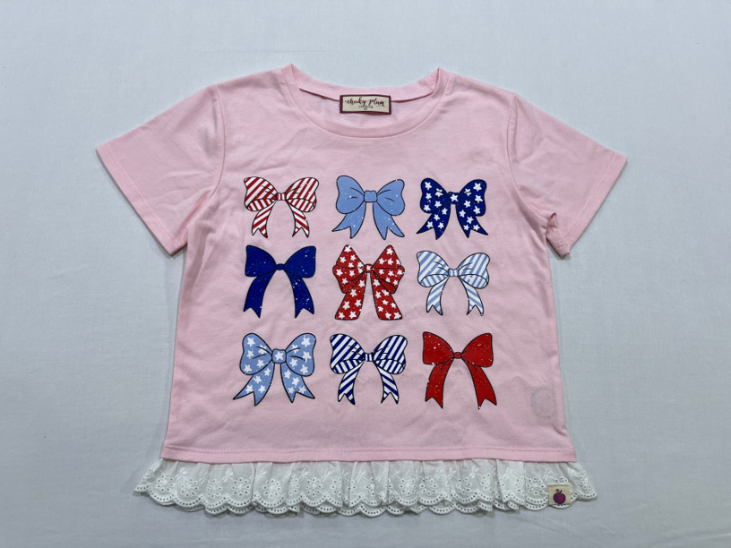 Graphic Ruffle Hem Tee - Bow-tiful Liberty