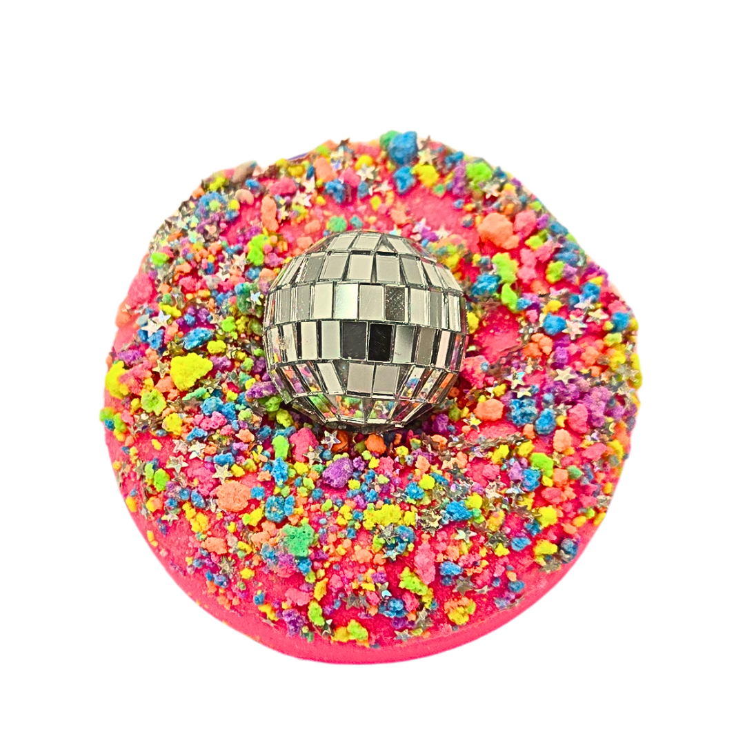 Donut Bath Bomb + Disco Ball Charm (Pink)