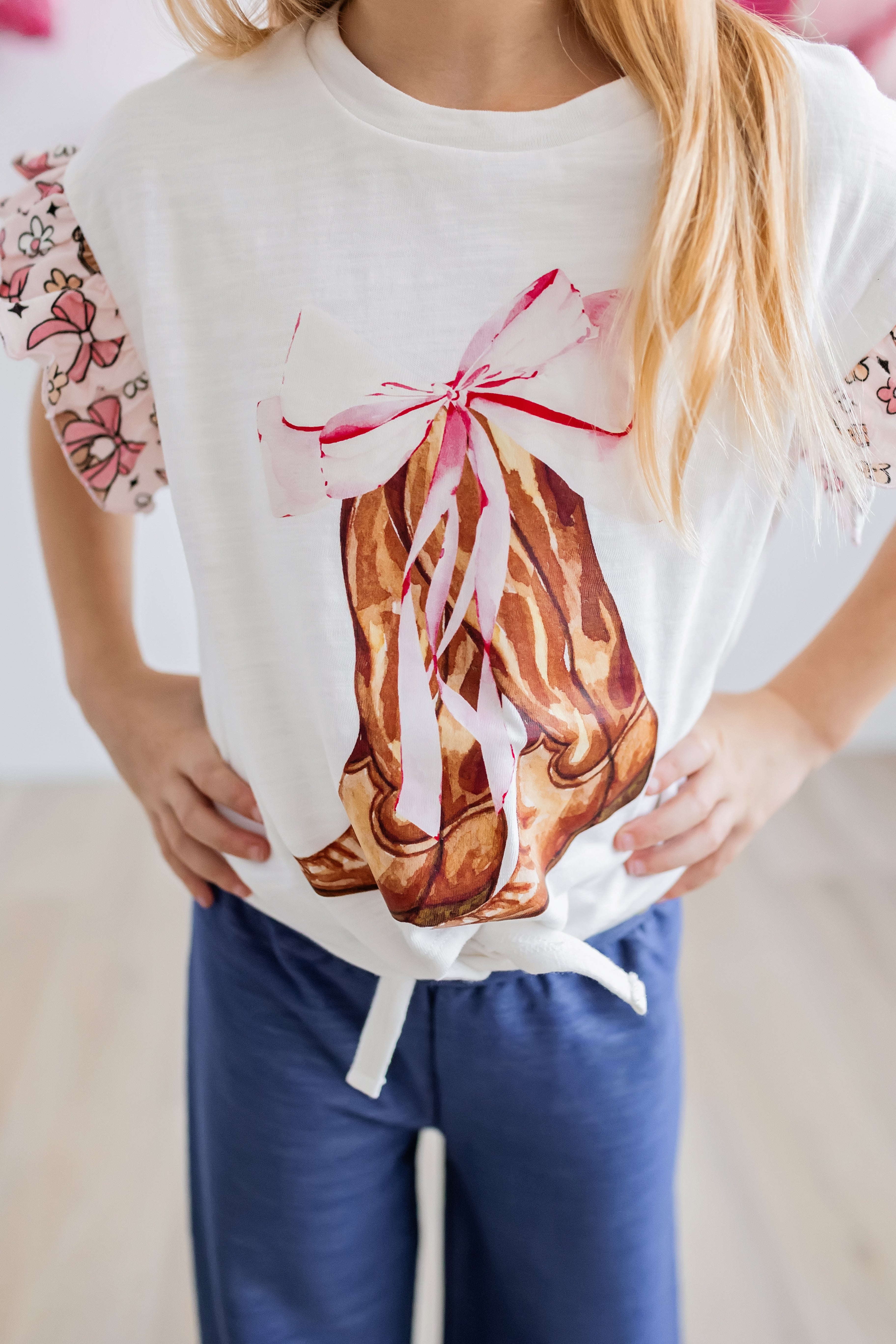 Tie Graphic Tee - Coquette Cowgirl