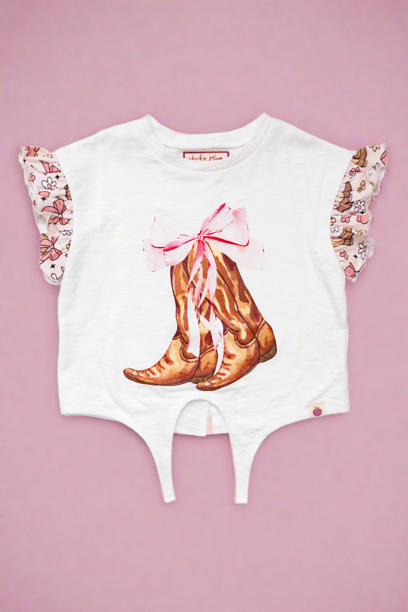 Tie Graphic Tee - Coquette Cowgirl