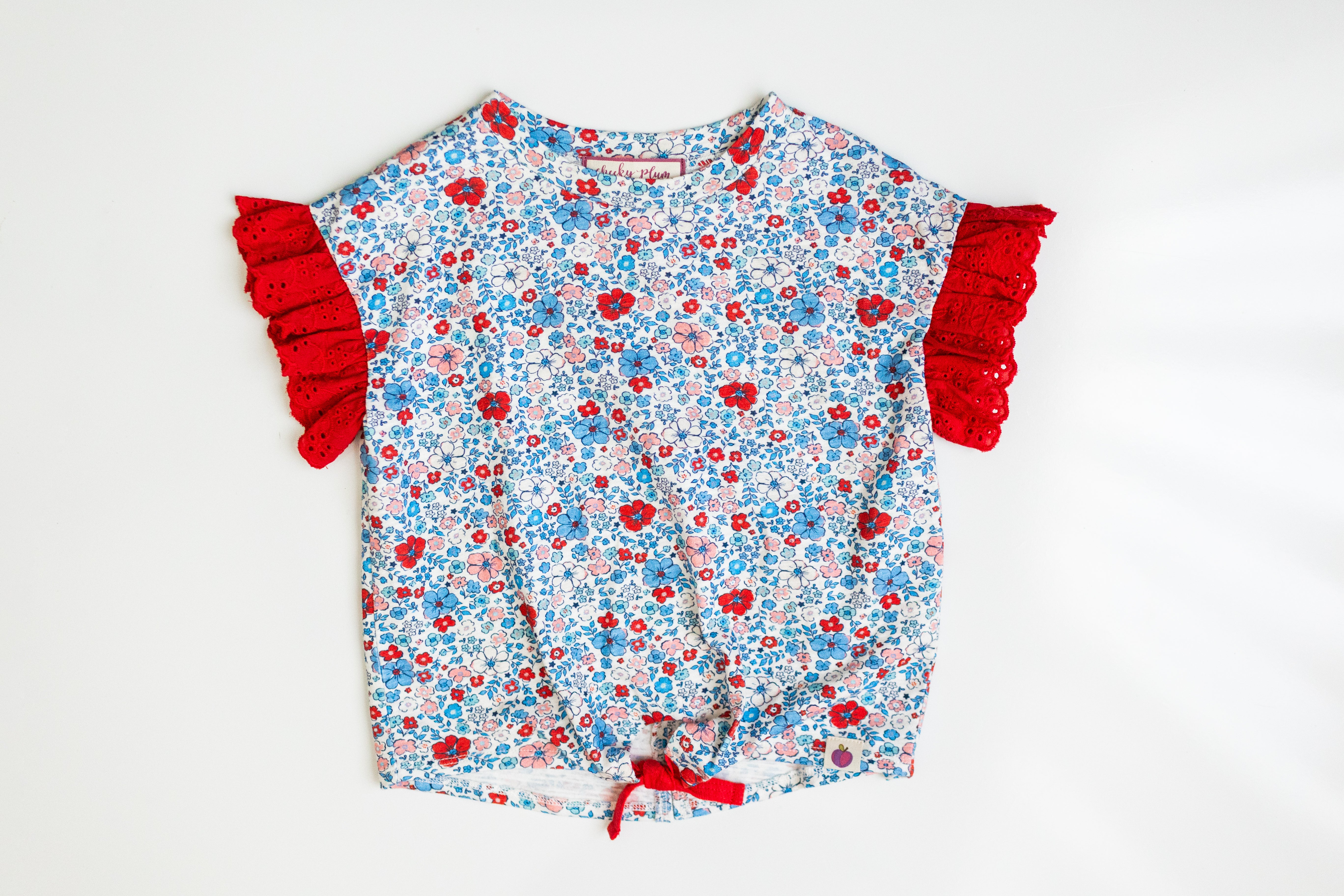 Ruffle Tie Tee - American Blossom