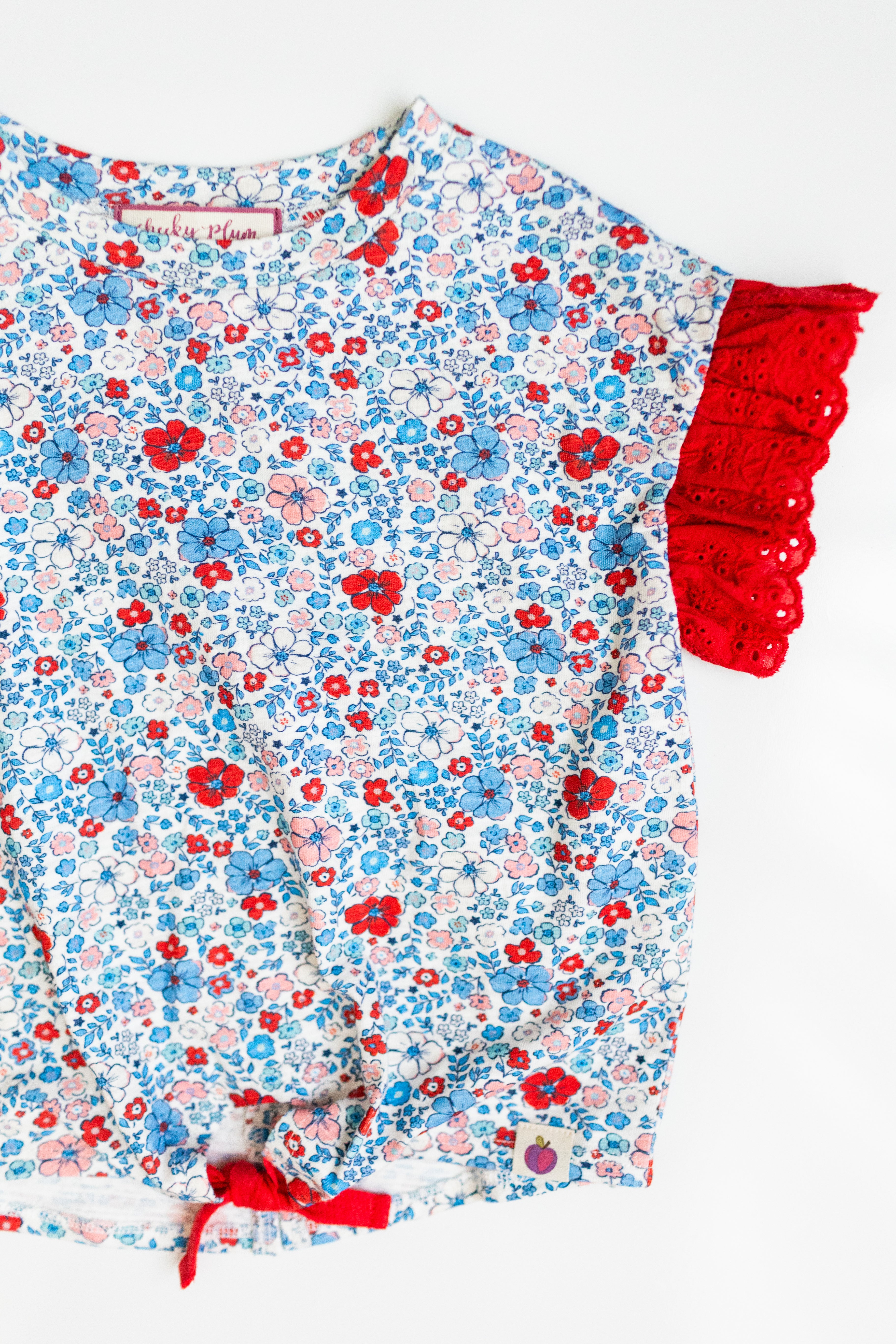 Ruffle Tie Tee - American Blossom