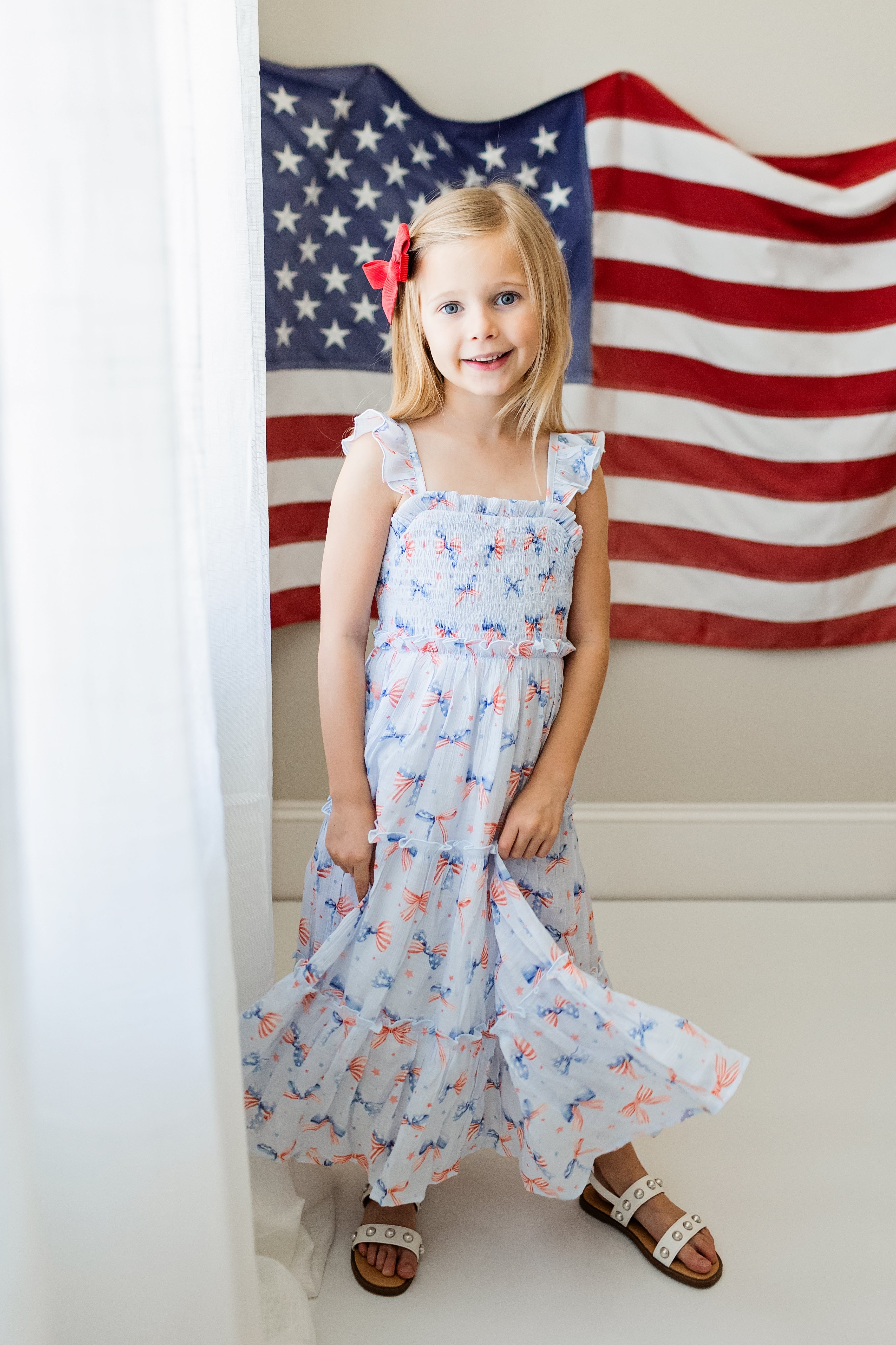 Fiona Maxi Dress - Red White & Bow (Pre-Order)