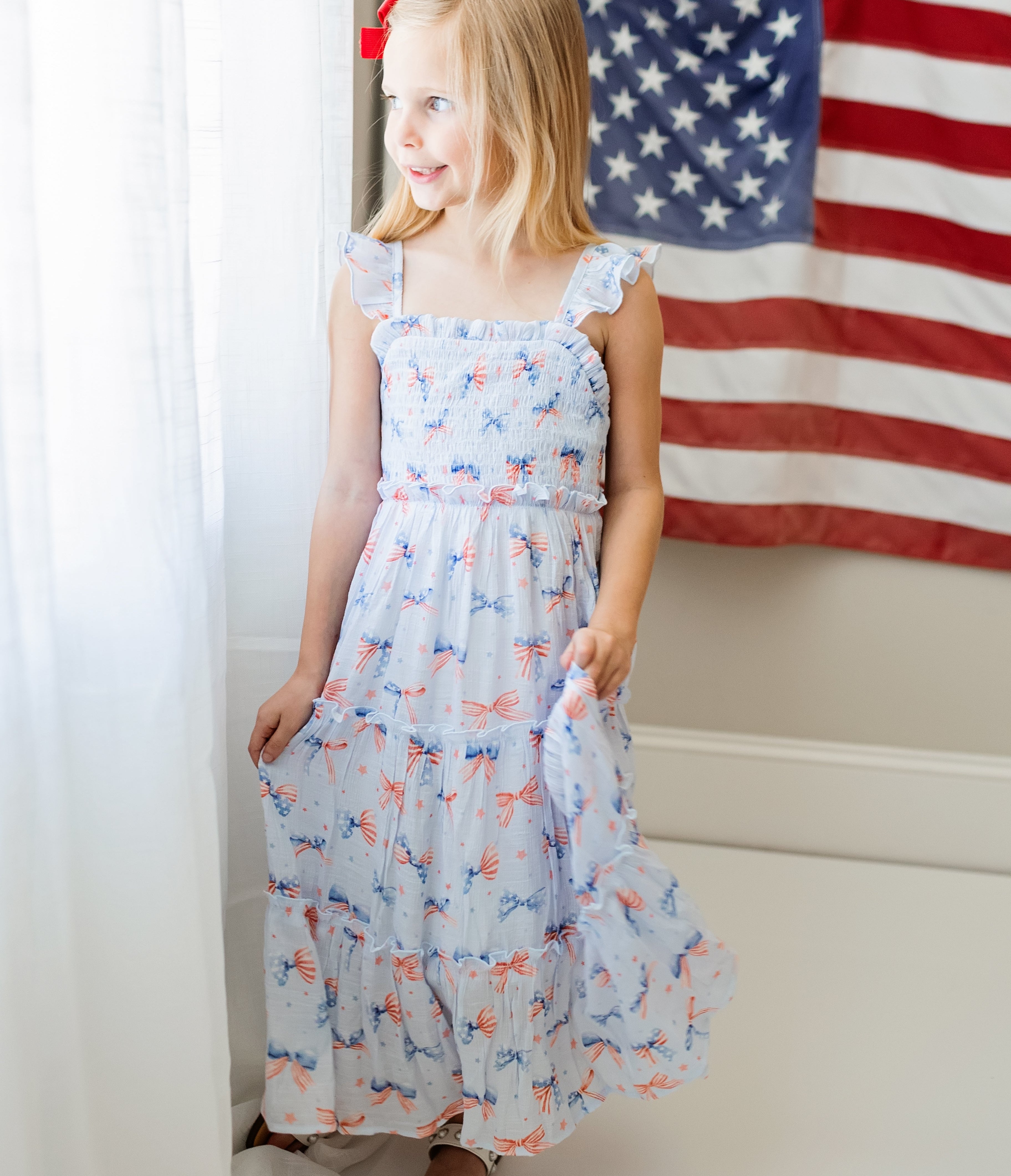 Fiona Maxi Dress - Red White & Bow (Pre-Order)