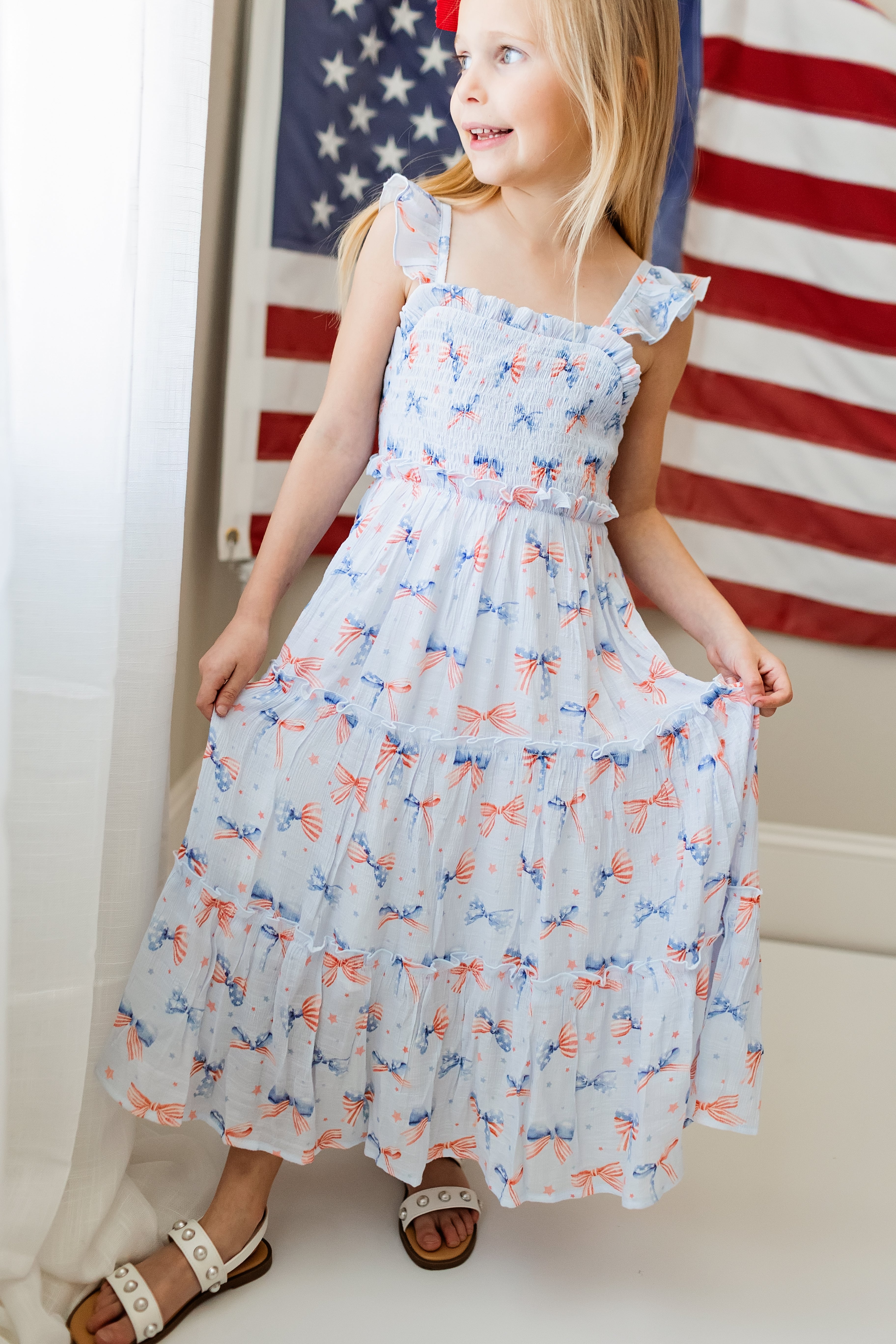 Fiona Maxi Dress - Red White & Bow