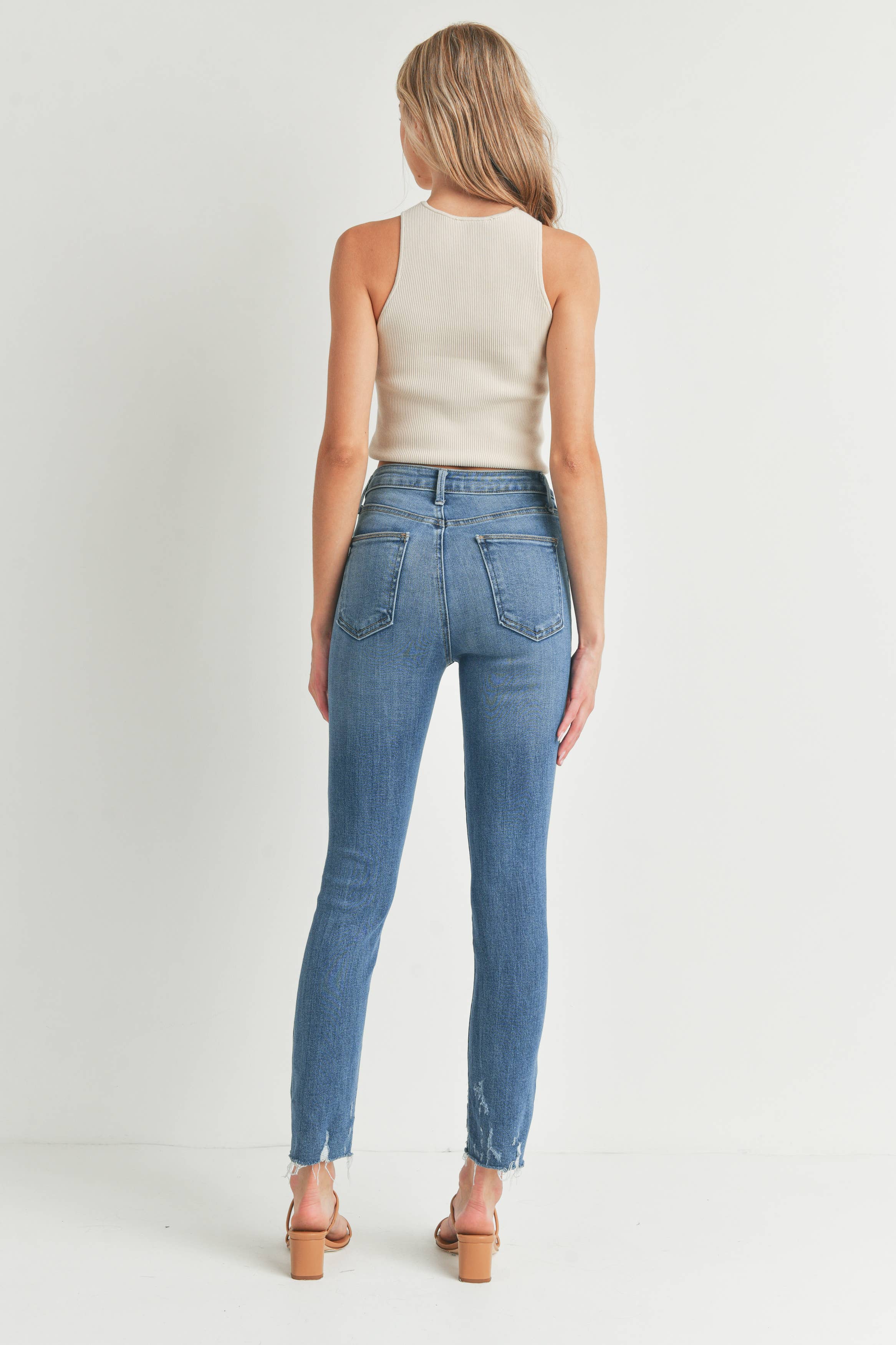 Hi Rise Slim Straight Jeans