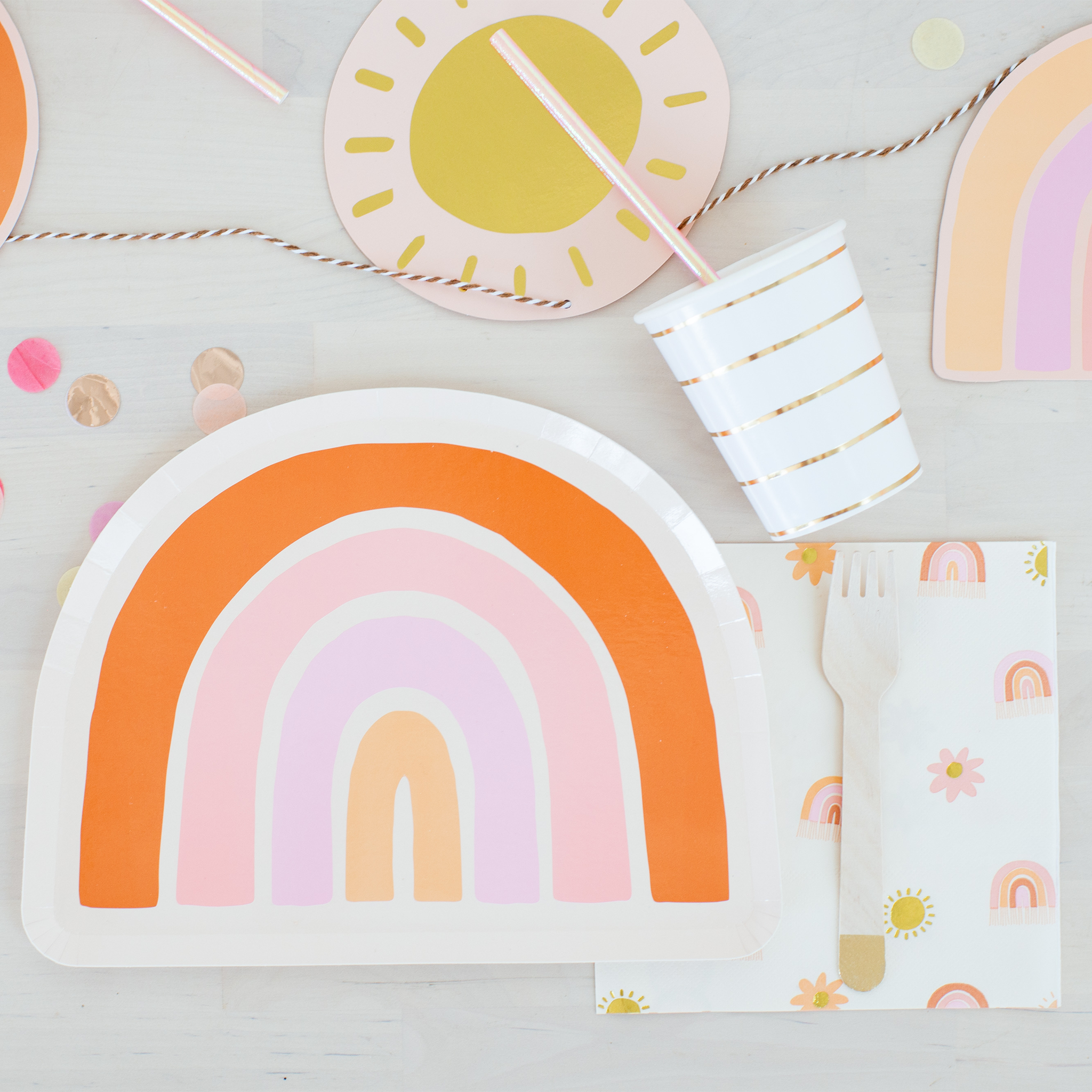 Boho Rainbow Dinner Plates - 8 PK