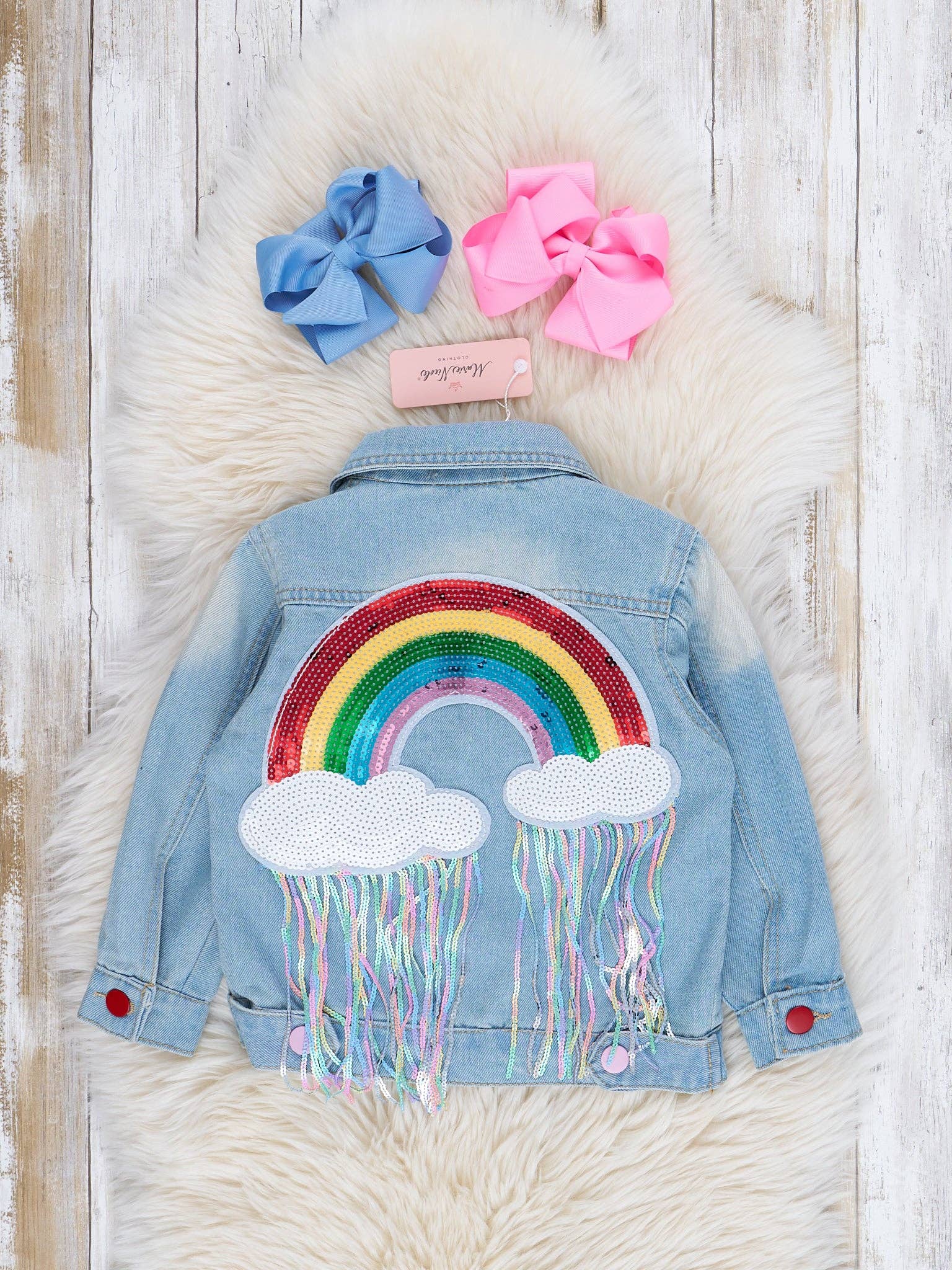 Rainbow Sequin Denim Jacket