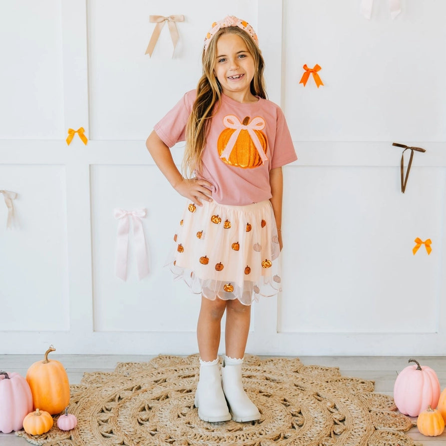 Sweet Wink Pumpkin Sequin Scallop Tutu