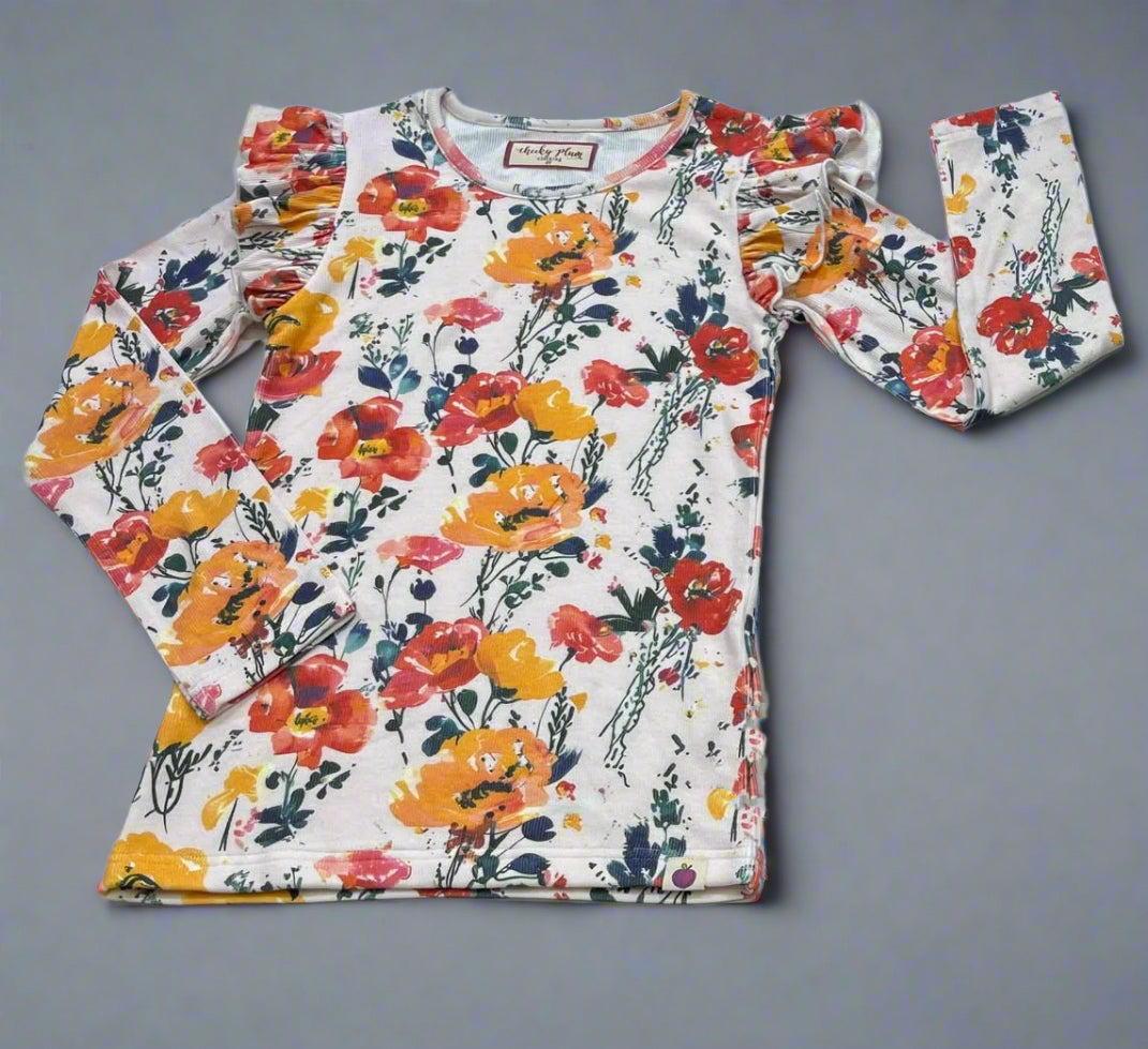 Ribbed Ruffle Top - Ink & Aura