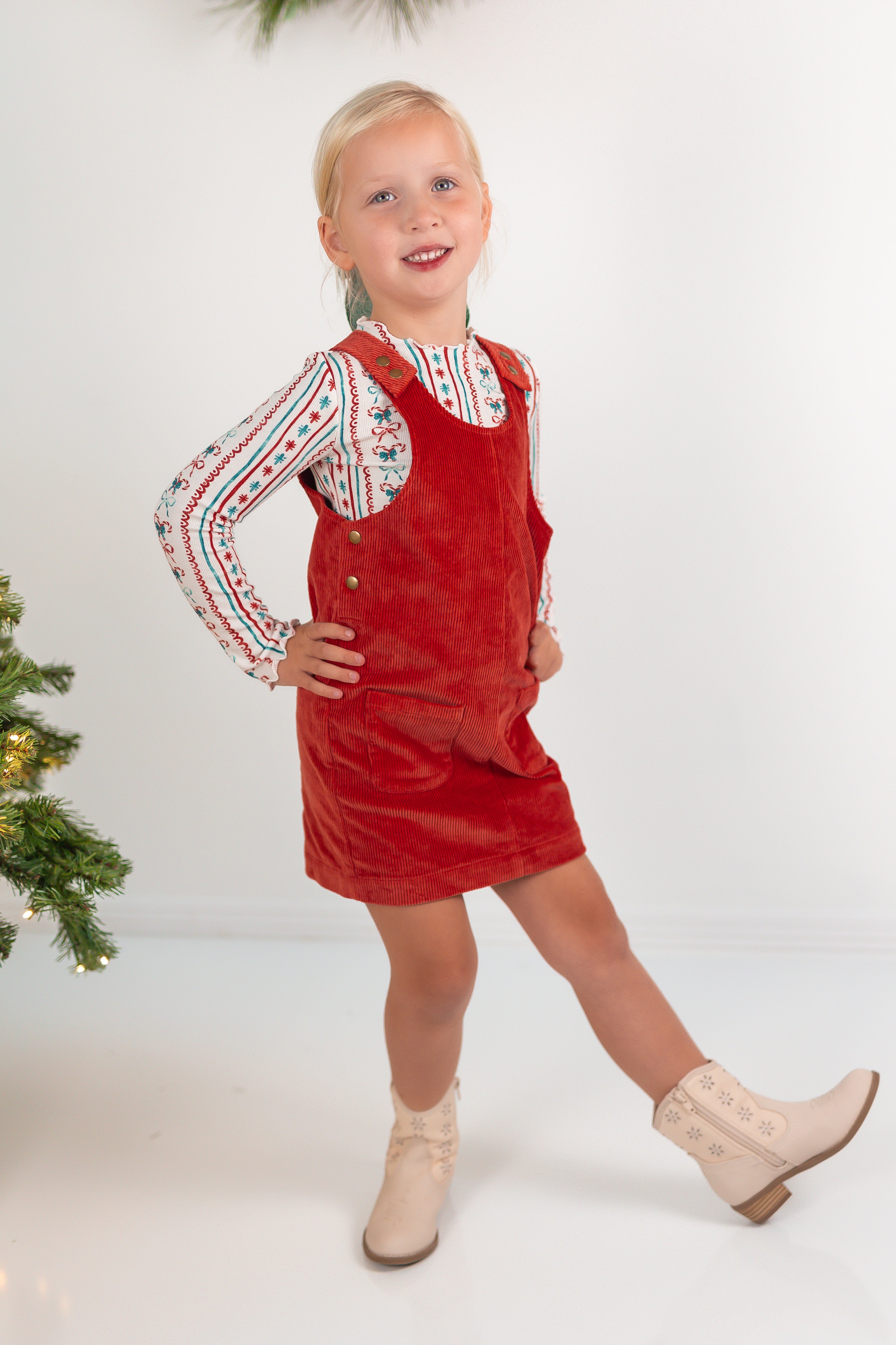 Parker Corduroy Jumper Set - Festive Stripes