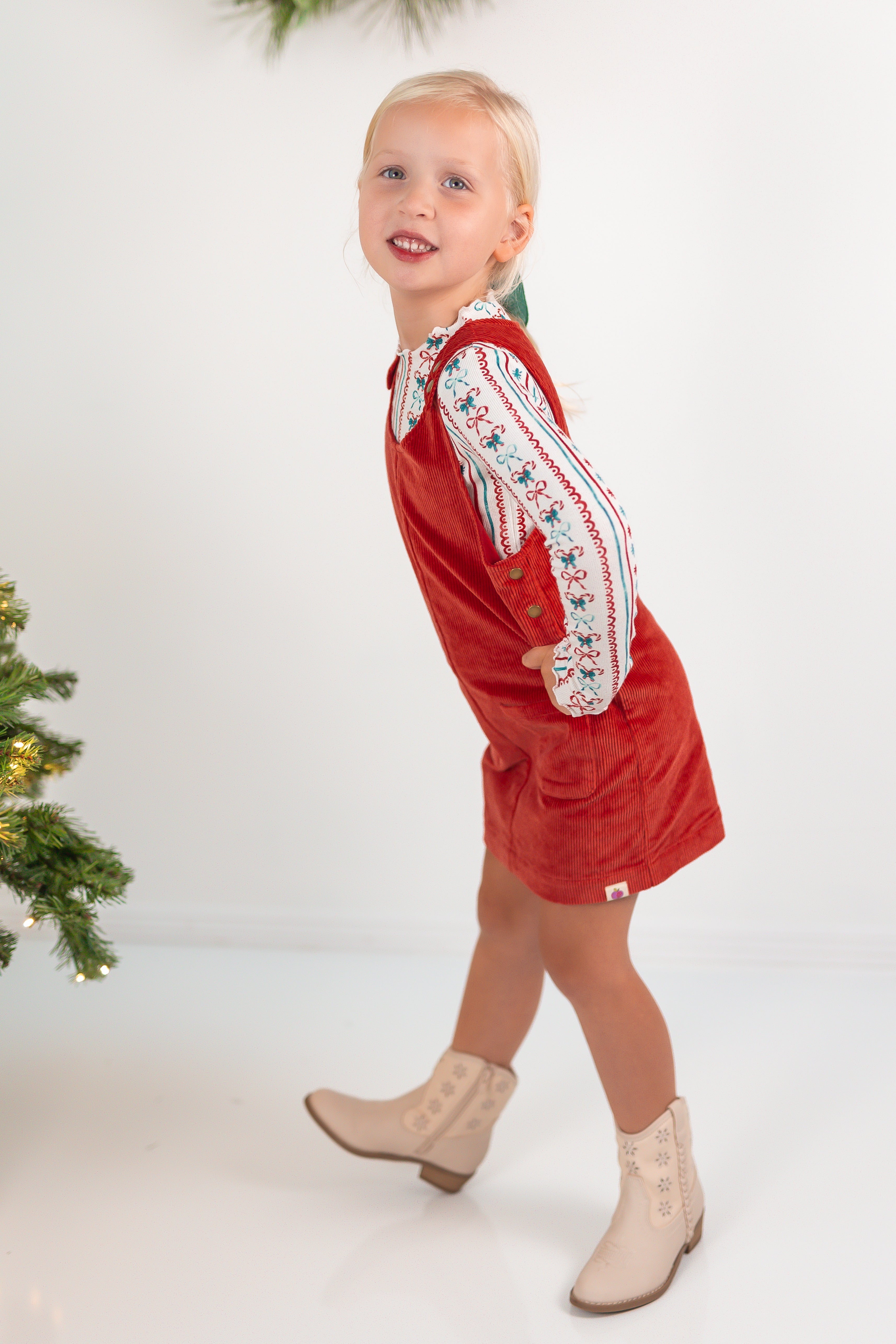 Parker Corduroy Jumper Set - Festive Stripes